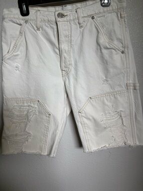 Frame Denim Distressed White Jean Shorts